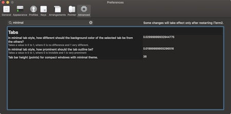 iTerm2 final setup advanced settings.